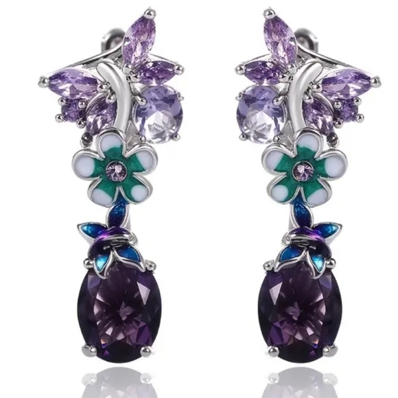 Jewelry - Purple zircon flower earrings